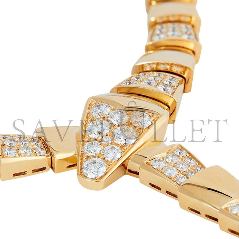 bv1g*ai yellow gold and D1am0nd serpenti scaglie necklace